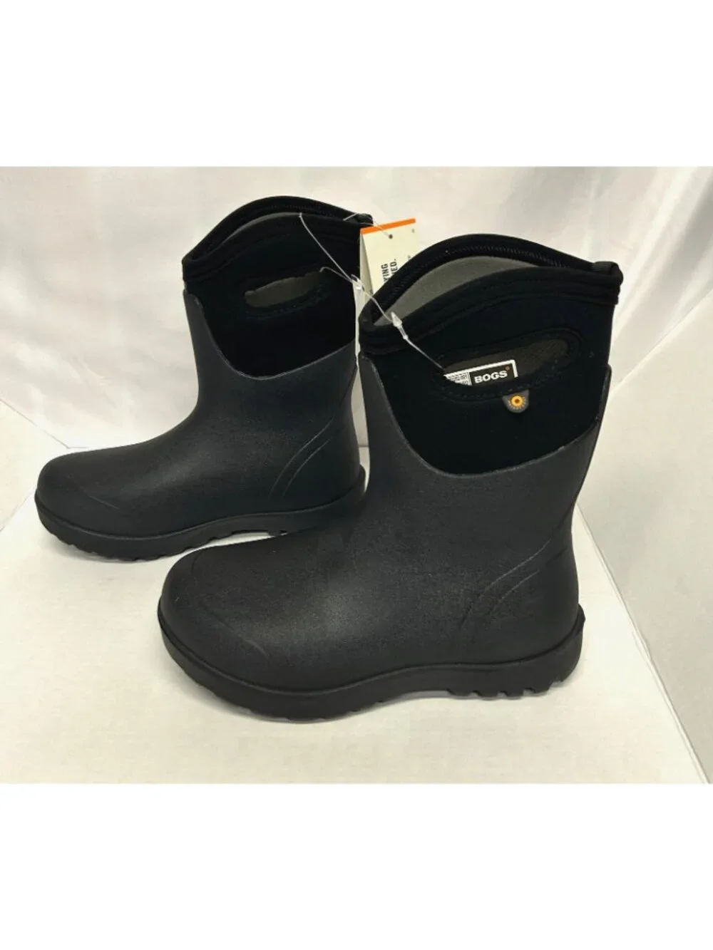 Bogs Classic Seamless Mid Rain Boots Womens Size 6 Black Waterproof Insulated BN